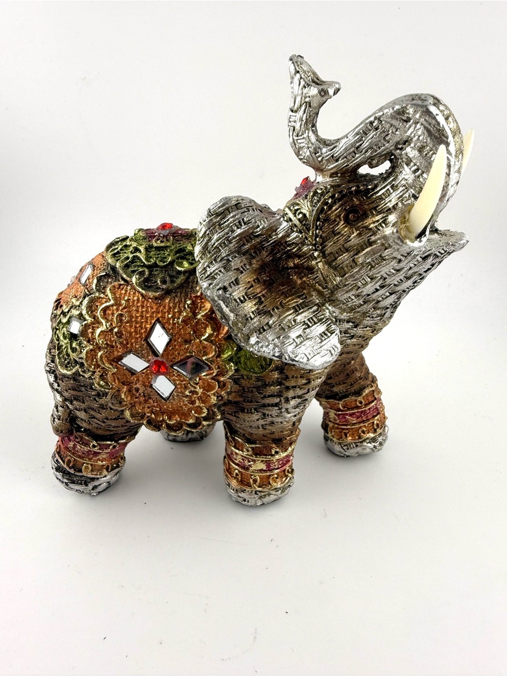 Feng Shui silver metallic elephant figurine